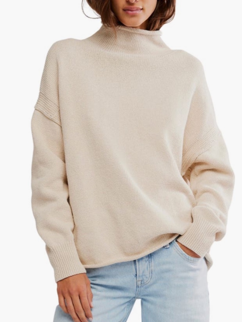 Free People Cream Torres Turtleneck Sweater
